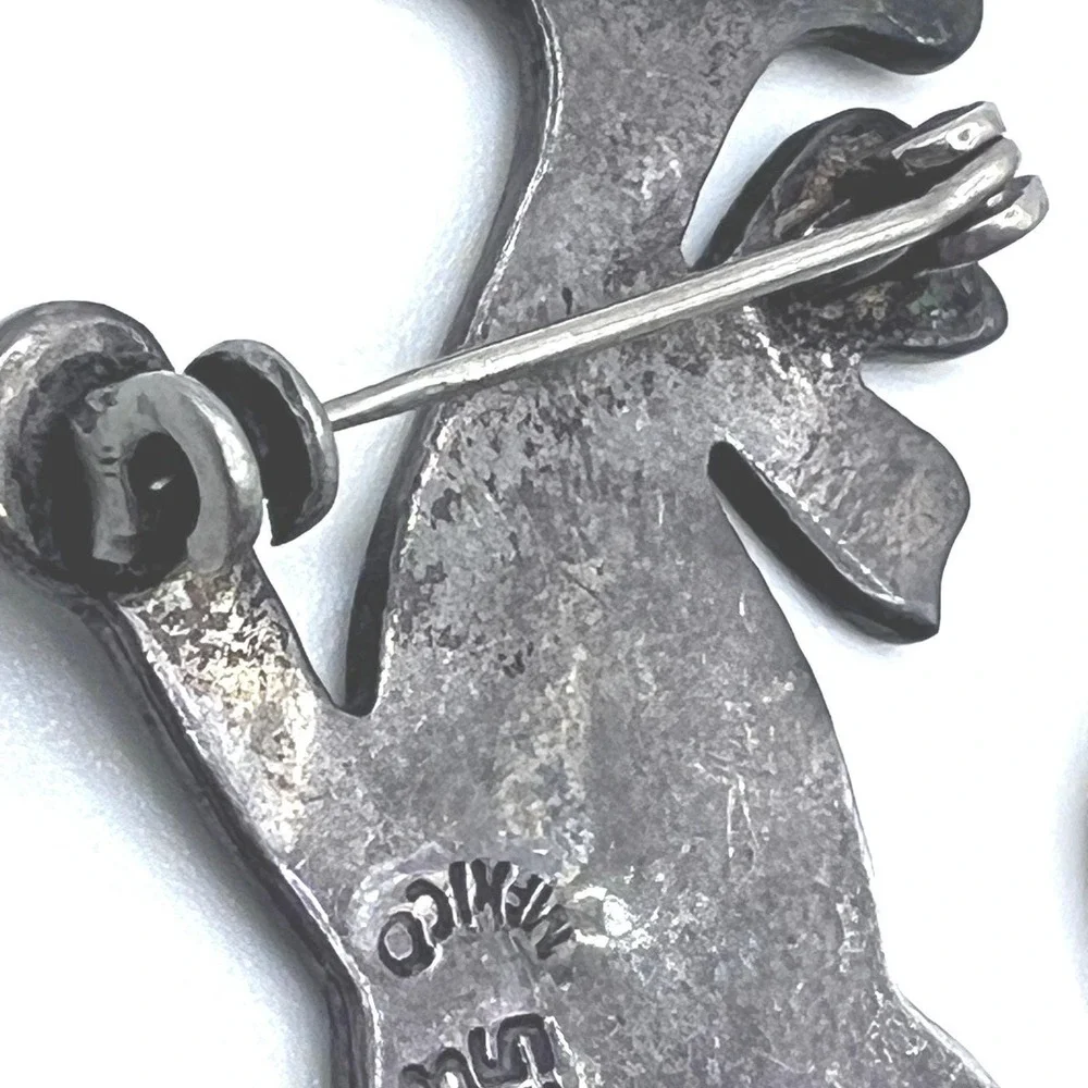 Vtg‎ Taxco Mexico Sterling Silver 925 Brooch Pin Cat Kitten Enamel 2.5